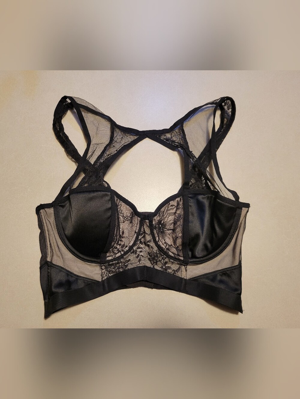 Victoria's Secret Black Lace & Mesh Longline Bralette